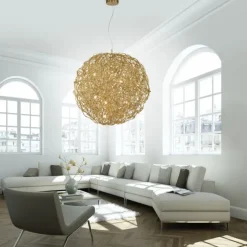 LED Pendelleuchte SAREA goldfarbig aluminium Lichtspiel höhenverstellbar Kunstobjekt