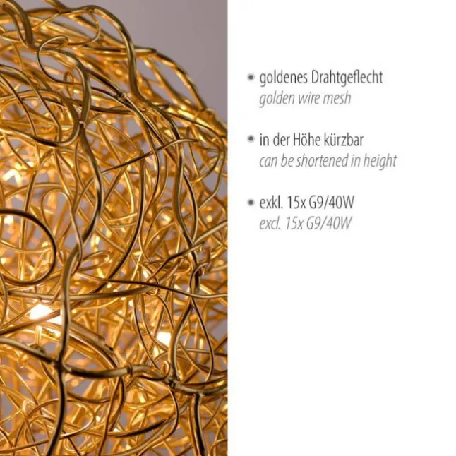 LED Pendelleuchte SAREA goldfarbig aluminium Lichtspiel höhenverstellbar Kunstobjekt