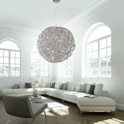 LED Pendelleuchte SAREA silberfarbig aluminium Lichtspiel höhenverstellbar Kunstobjekt