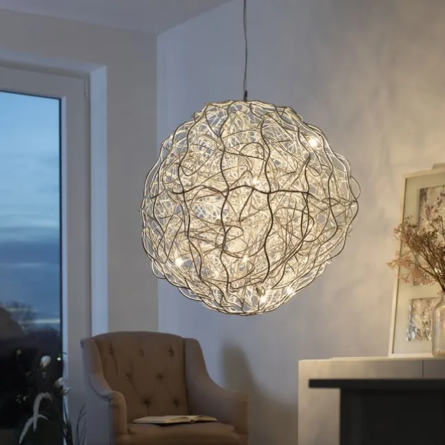 LED Pendelleuchte SAREA silberfarbig aluminium Lichtspiel höhenverstellbar Kunstobjekt