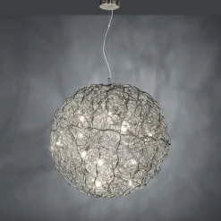 LED Pendelleuchte SAREA silberfarbig aluminium Lichtspiel höhenverstellbar Kunstobjekt