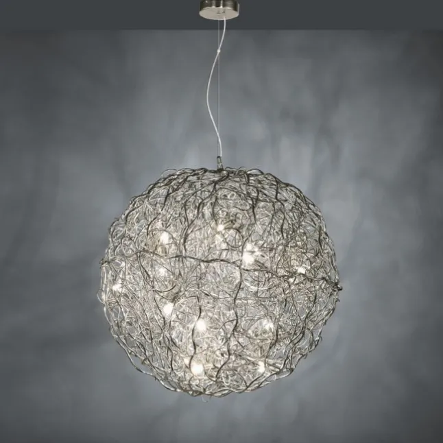 LED Pendelleuchte SAREA silberfarbig aluminium Lichtspiel höhenverstellbar Kunstobjekt