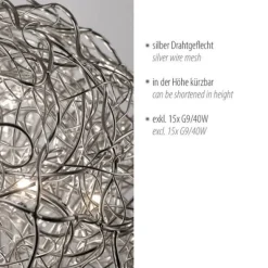 LED Pendelleuchte SAREA silberfarbig aluminium Lichtspiel höhenverstellbar Kunstobjekt