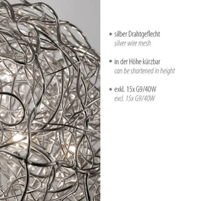 LED Pendelleuchte SAREA silberfarbig aluminium Lichtspiel höhenverstellbar Kunstobjekt