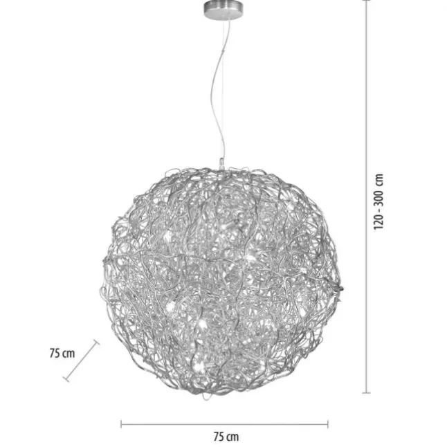 LED Pendelleuchte SAREA silberfarbig aluminium Lichtspiel höhenverstellbar Kunstobjekt