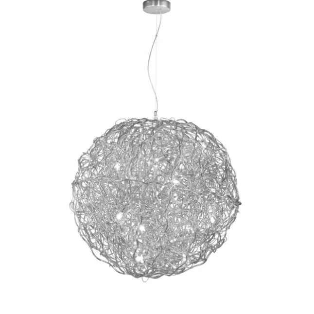 LED Pendelleuchte SAREA silberfarbig aluminium Lichtspiel höhenverstellbar Kunstobjekt