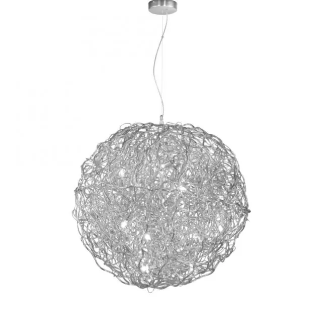 LED Pendelleuchte SAREA silberfarbig aluminium Lichtspiel höhenverstellbar Kunstobjekt