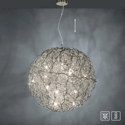 LED Pendelleuchte SAREA silberfarbig aluminium Lichtspiel höhenverstellbar Kunstobjekt