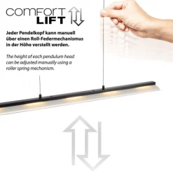 LED Pendelleuchte schwarz Comfor Lift höhenverstellbar dimmbar