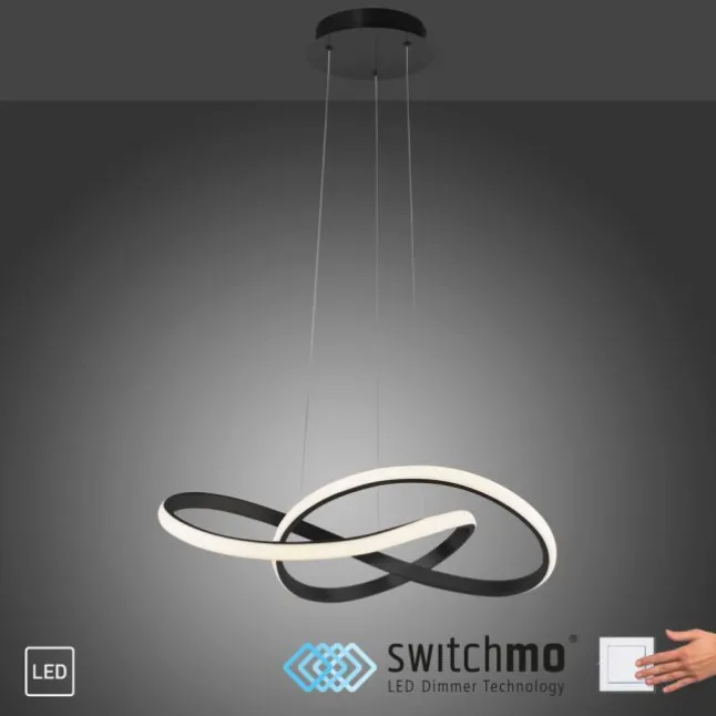 LED-Pendelleuchte, schwarz, dimmbar, höhenverstellbar, IP20