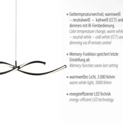 LED Pendelleuchte schwarz dimmbar per Fernbedienung Memoryfunktion CCT