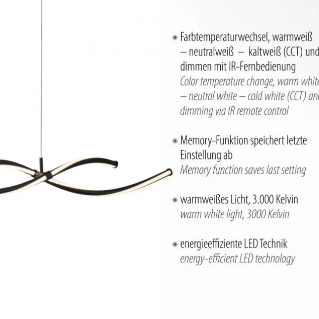 LED Pendelleuchte schwarz dimmbar per Fernbedienung Memoryfunktion CCT