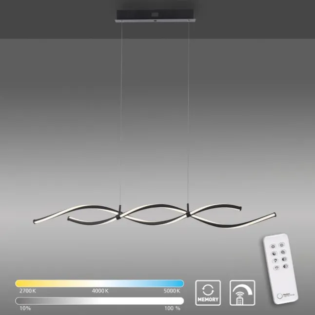 LED Pendelleuchte schwarz dimmbar per Fernbedienung Memoryfunktion CCT