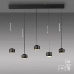 LED Pendelleuchte schwarz 5 flammig höhenverstellbar Esszimmer