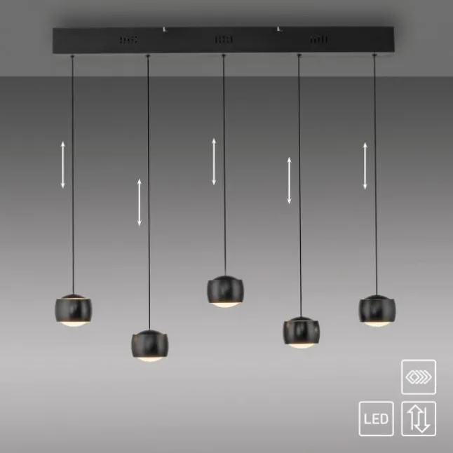LED Pendelleuchte schwarz 5 flammig höhenverstellbar Esszimmer