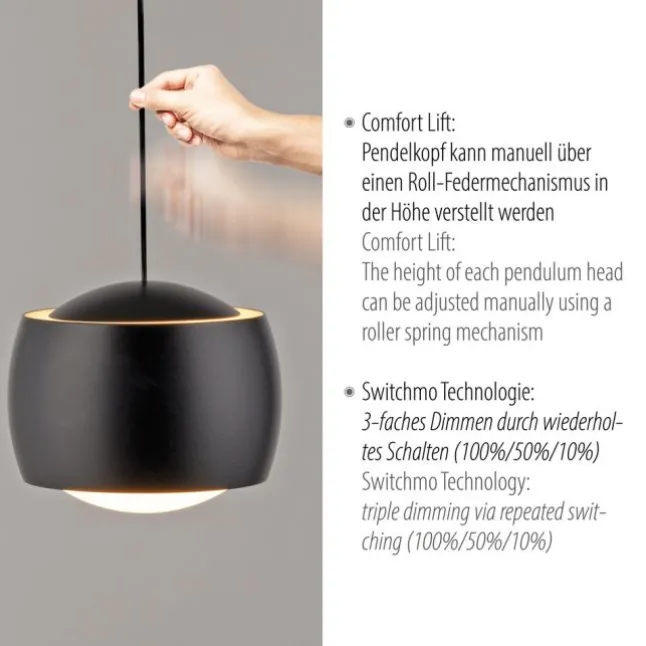 LED Pendelleuchte schwarz 5 flammig höhenverstellbar Esszimmer
