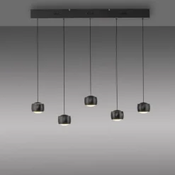 LED Pendelleuchte schwarz 5 flammig höhenverstellbar Esszimmer