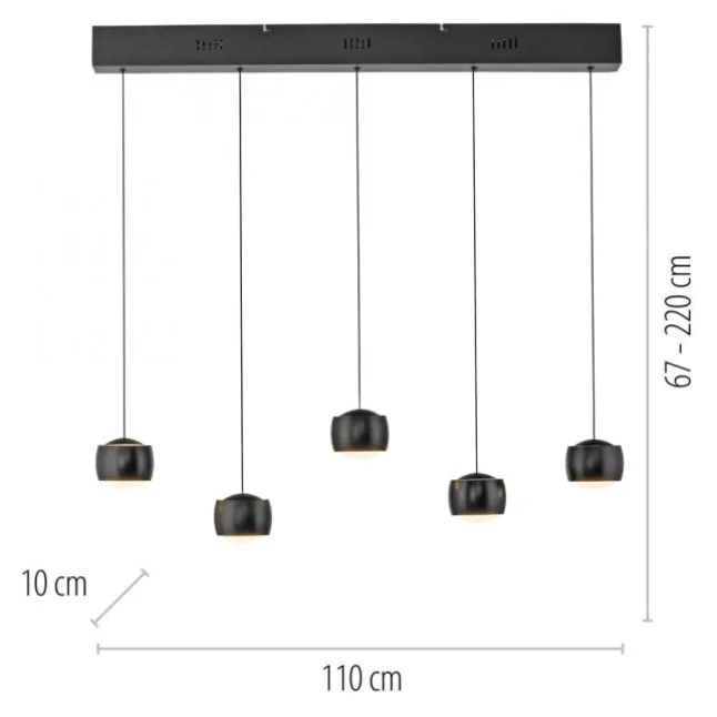 LED Pendelleuchte schwarz 5 flammig höhenverstellbar Esszimmer