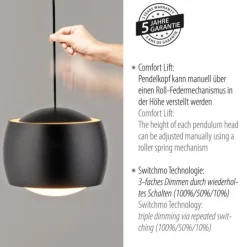 LED Pendelleuchte schwarz 3 flammig höhenverstellbar Esszimmer