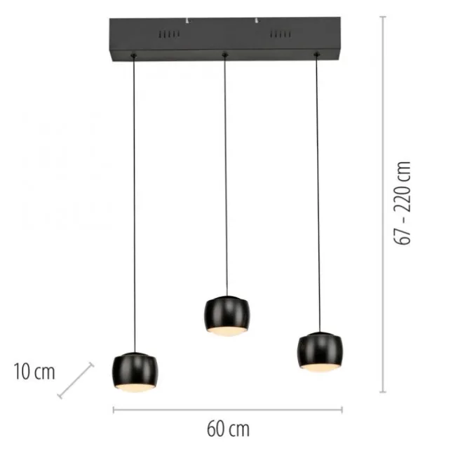 LED Pendelleuchte schwarz 3 flammig höhenverstellbar Esszimmer