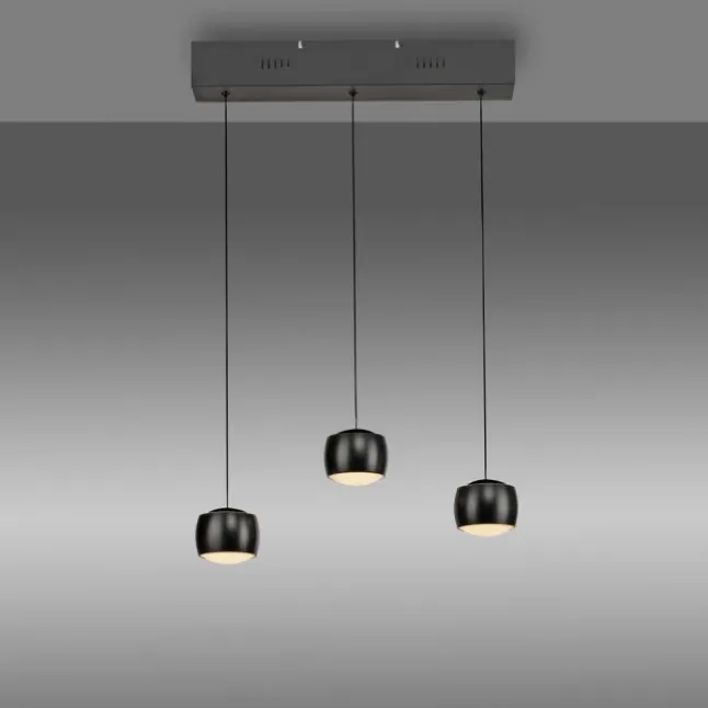 LED Pendelleuchte schwarz 3 flammig höhenverstellbar Esszimmer