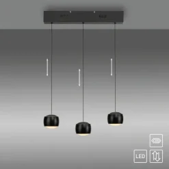 LED Pendelleuchte schwarz 3 flammig höhenverstellbar Esszimmer
