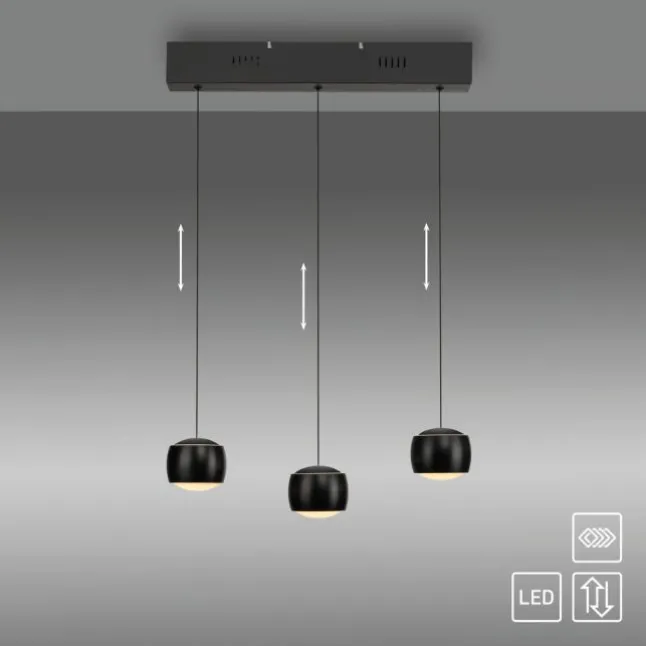 LED Pendelleuchte schwarz 3 flammig höhenverstellbar Esszimmer