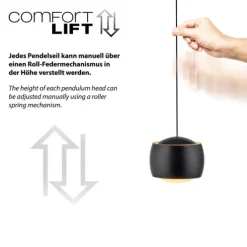 LED Pendelleuchte schwarz 3 flammig höhenverstellbar Esszimmer