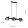 LED Pendelleuchte schwarz 3 flammig Holz Rauchglas höhenverstellbar