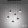 LED Pendelleuchte schwarz 6 flammig Rauchglas modern Wohnlampe