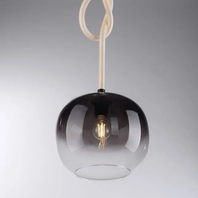 LED Pendelleuchte schwarz 1 flammig Seil beleuchtet höhenverstellbar