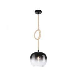 LED Pendelleuchte schwarz 1 flammig Seil beleuchtet höhenverstellbar