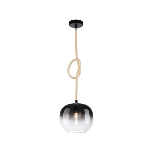 LED Pendelleuchte schwarz 1 flammig Seil beleuchtet höhenverstellbar