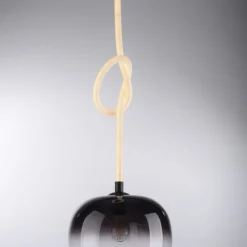 LED Pendelleuchte schwarz 1 flammig Seil beleuchtet höhenverstellbar