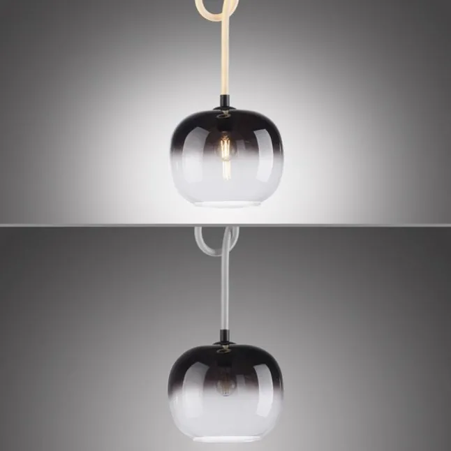 LED Pendelleuchte schwarz 1 flammig Seil beleuchtet höhenverstellbar
