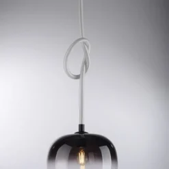 LED Pendelleuchte schwarz 1 flammig Seil beleuchtet höhenverstellbar