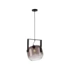 LED Pendelleuchte schwarz 1 flammig Holz Rauchglas höhenverstellbar