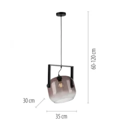 LED Pendelleuchte schwarz 1 flammig Holz Rauchglas höhenverstellbar