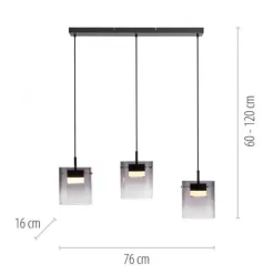 LED Pendelleuchte schwarz 3-flammig dimmbar in 3 Stufen Esszimmer