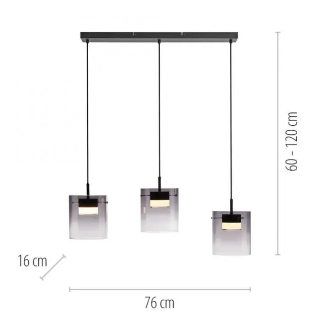 LED Pendelleuchte schwarz 3-flammig dimmbar in 3 Stufen Esszimmer