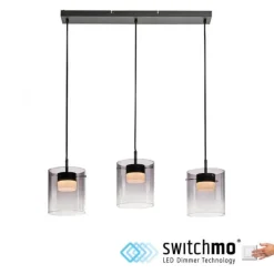LED Pendelleuchte schwarz 3-flammig dimmbar in 3 Stufen Esszimmer