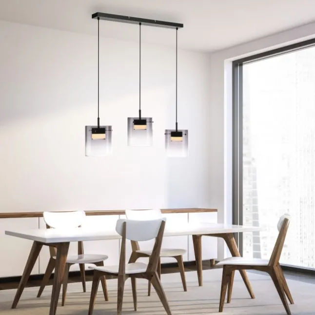 LED Pendelleuchte schwarz 3-flammig dimmbar in 3 Stufen Esszimmer