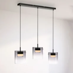 LED Pendelleuchte schwarz 3-flammig dimmbar in 3 Stufen Esszimmer