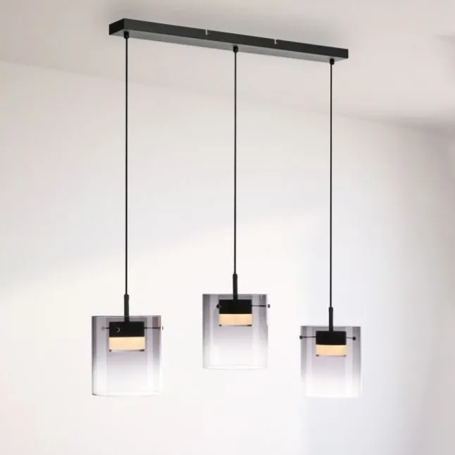 LED Pendelleuchte schwarz 3-flammig dimmbar in 3 Stufen Esszimmer