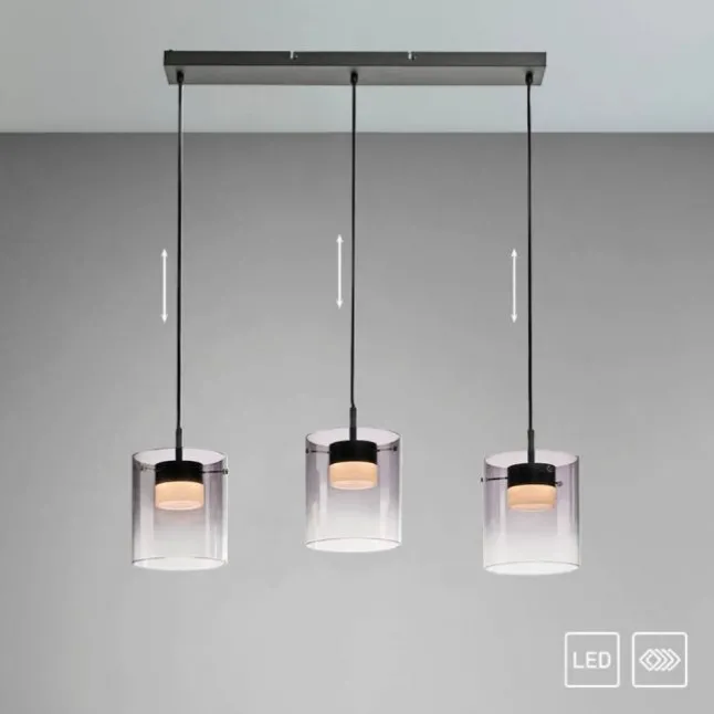LED Pendelleuchte schwarz 3-flammig dimmbar in 3 Stufen Esszimmer