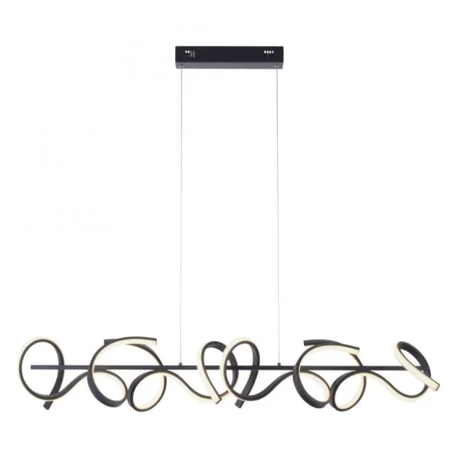 LED Pendelleuchte, schwarz, geschwungenes Design, Dimmfunktion, modern