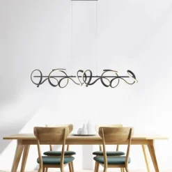LED Pendelleuchte, schwarz, geschwungenes Design, Dimmfunktion, modern