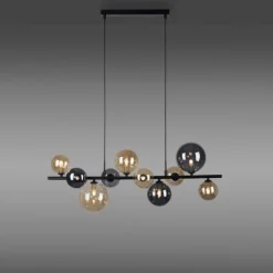LED Pendelleuchte schwarz Glas rund dekorativ warmweiß Innenleuchte