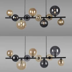 LED Pendelleuchte schwarz Glas rund dekorativ warmweiß Innenleuchte