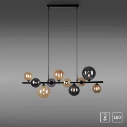 LED Pendelleuchte schwarz Glas rund dekorativ warmweiß Innenleuchte